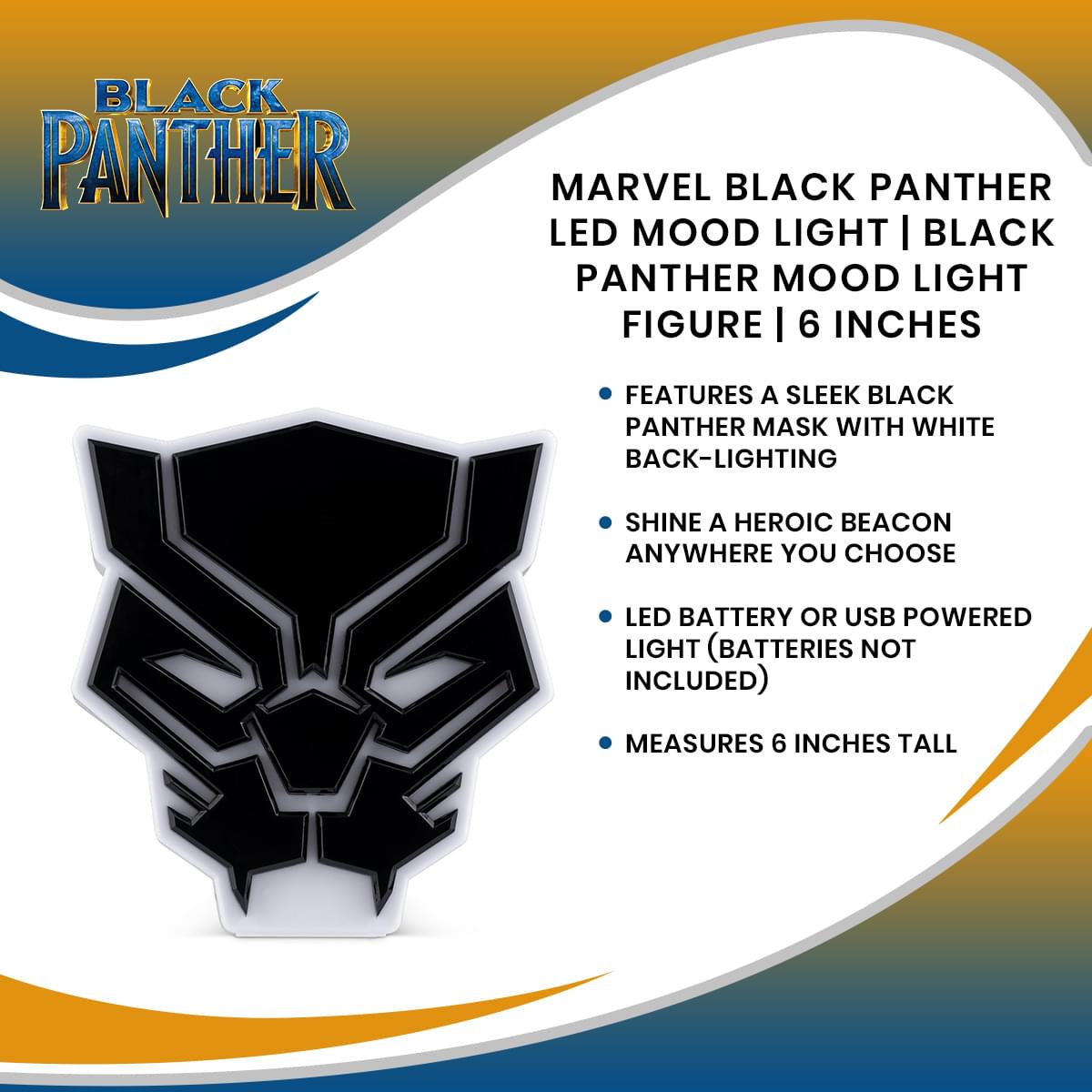 Marvel Black Panther LED Mood Light | Black Panther Mood Light Figure | 6 Inches