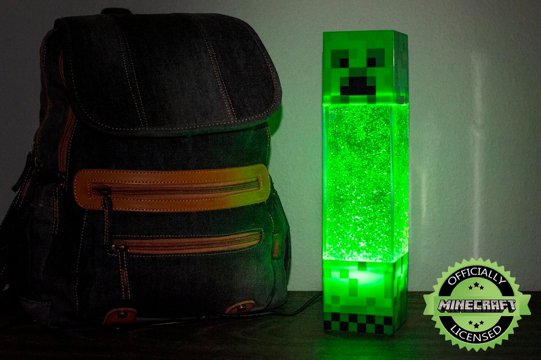 Minecraft Creeper Glitter Motion Light | 12-Inch Fun Mood Light LED Lamp