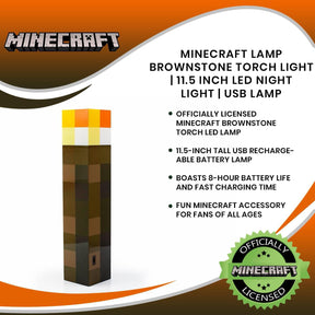 Minecraft Torch Light | 12 Inch LED Night Lamp and Play Light