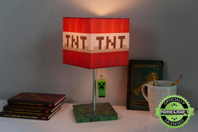 Minecraft TNT Block Desk Lamp with 3D Creeper Puller | 14-Inch LED Lamp Light