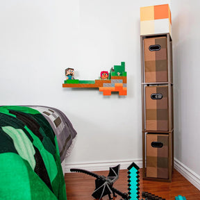 Minecraft Brownstone Torch Standing Floor Lamp and Storage Unit | 5 Feet Tall