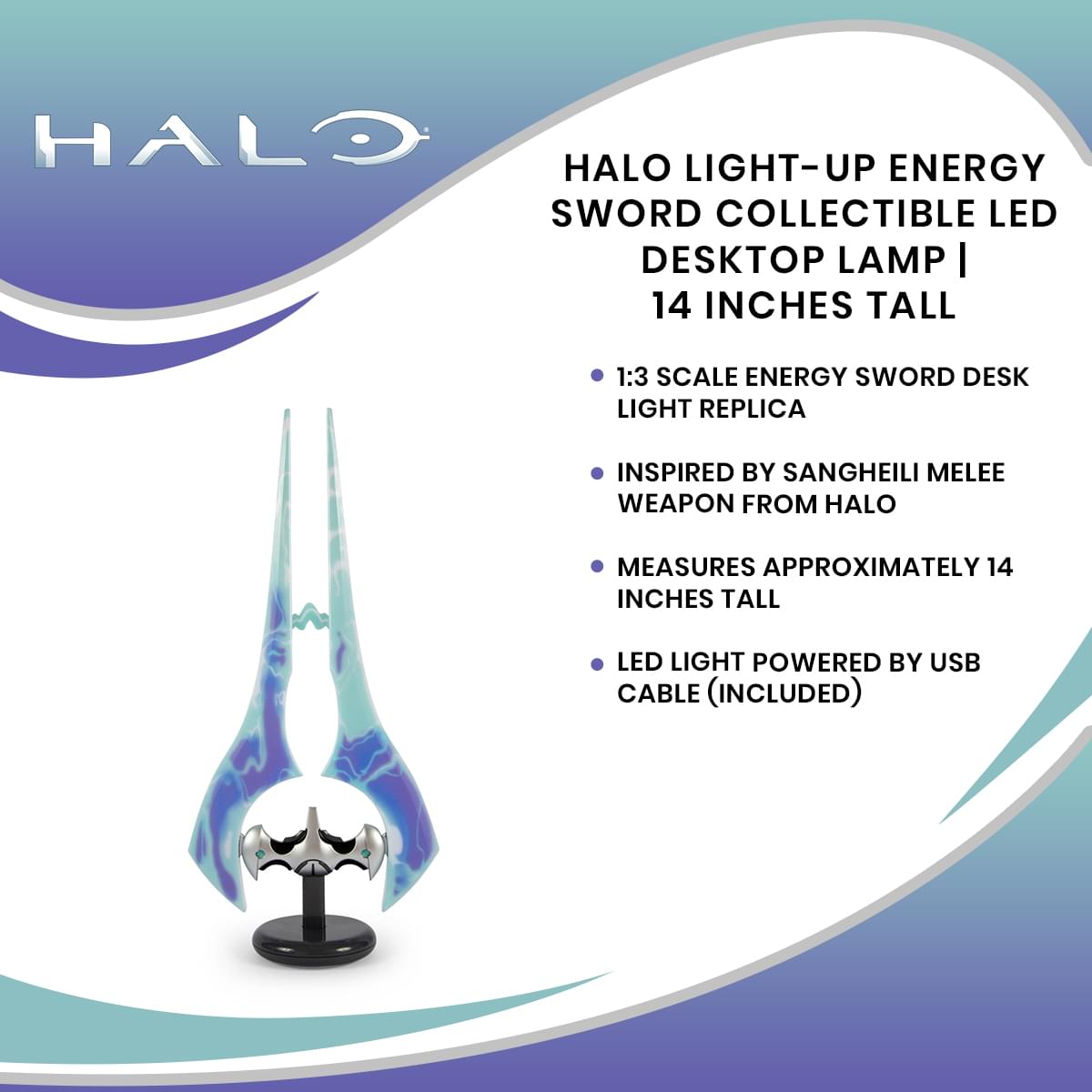 Halo Light-Up Energy Sword Collectible LED Desktop Lamp | 14 Inches Tall