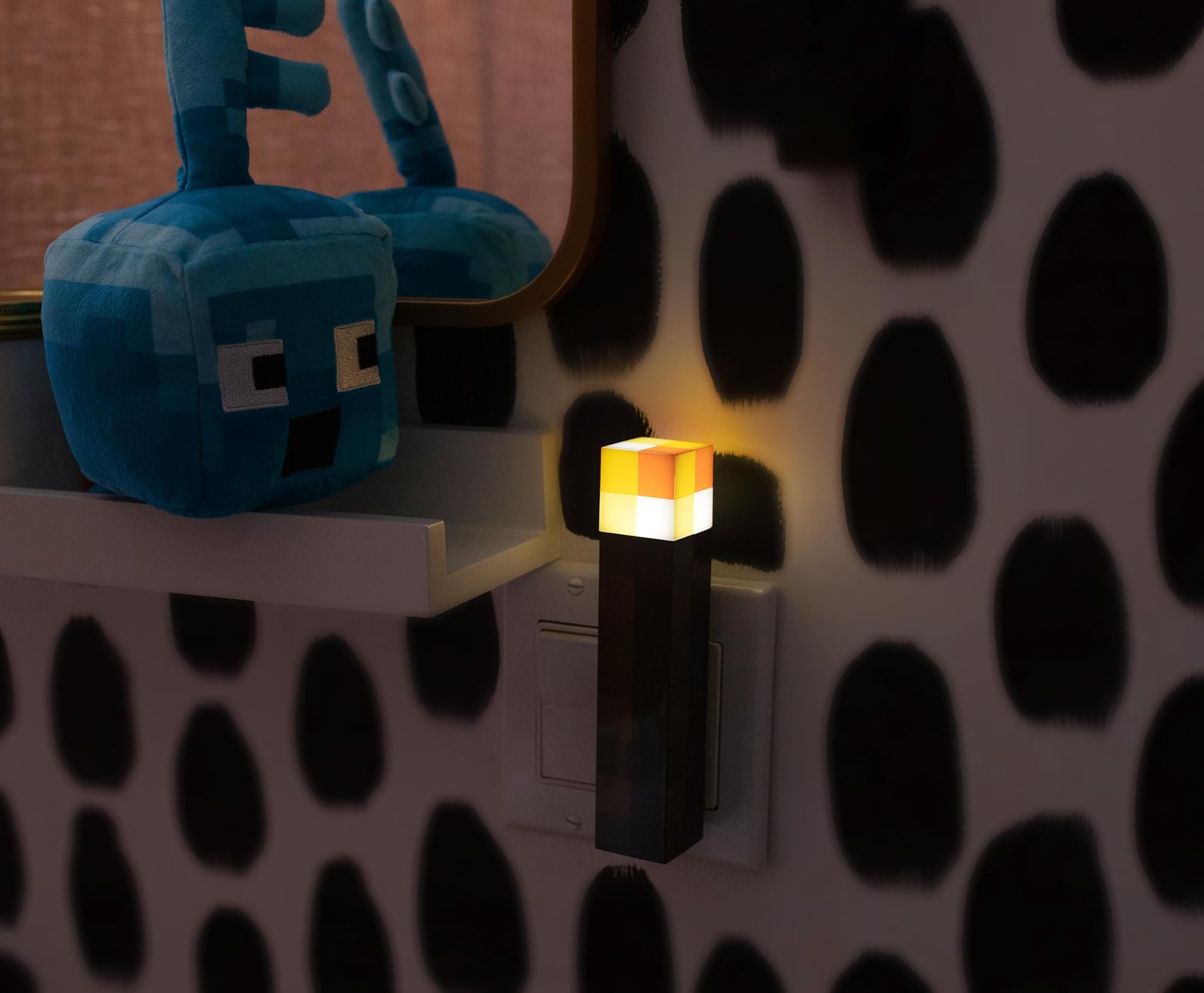 Minecraft Brown Stone Torch Plug-In Nightlight with Auto Dusk to Dawn Sensor