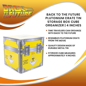 Back to the Future Plutonium Crate Tin Storage Box Cube Organizer | 4 Inches