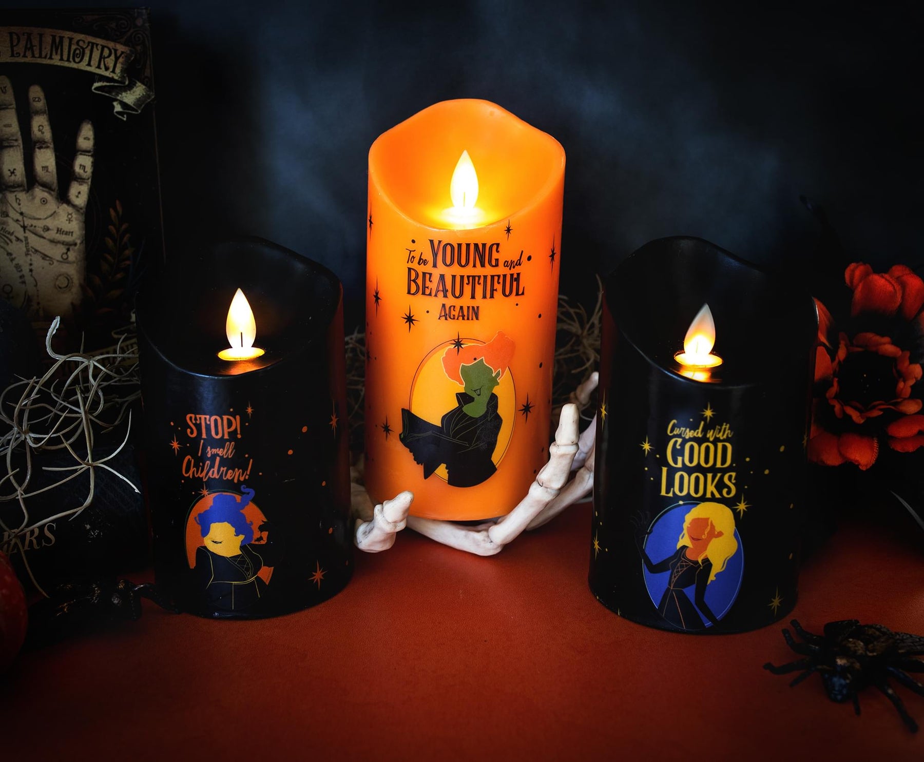 Disney Hocus Pocus LED Flickering Flameless Candles With Timers | Set of 3