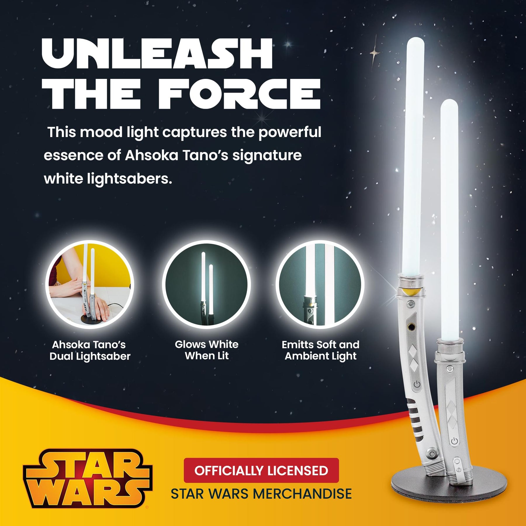 Star Wars Ahsoka Tano White Dual Lightsabers 12-Inch Mini LED Mood Light