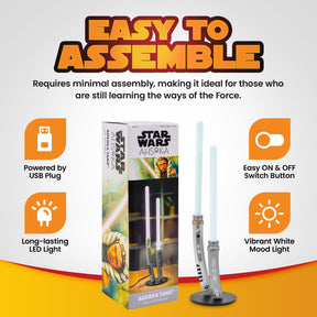 Star Wars Ahsoka Tano White Dual Lightsabers 12-Inch Mini LED Mood Light