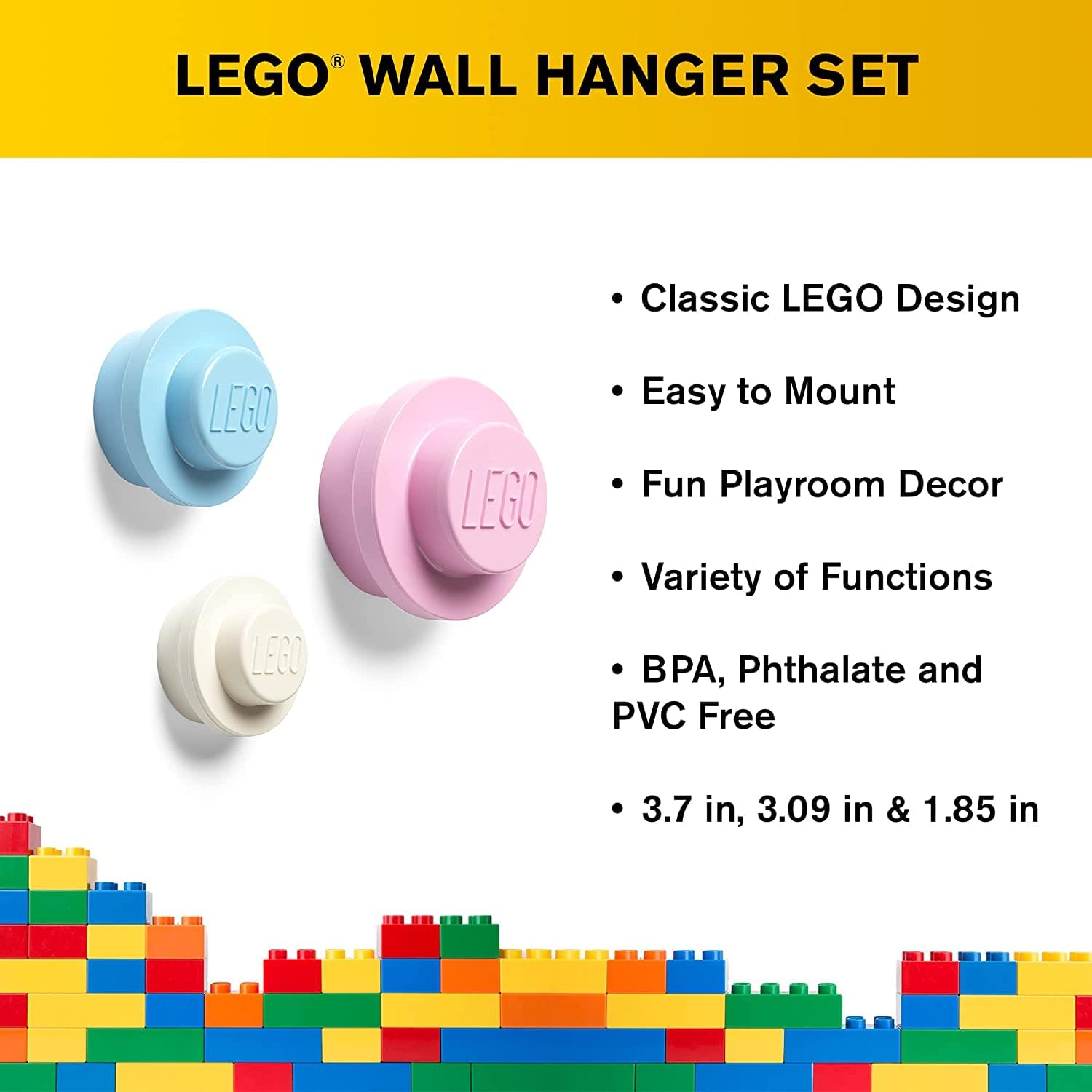 LEGO Wall Hanger Set |  Pink | Blue | White