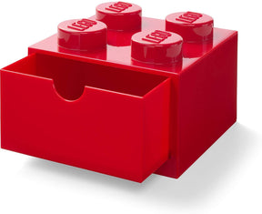 LEGO Desk Drawer 4 Knobs Stackable Storage Box | Red