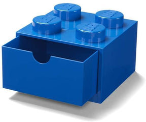 LEGO Desk Drawer 4 Knobs Stackable Storage Box | Blue