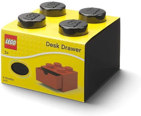 LEGO Desk Drawer 4 Knobs Stackable Storage Box | Black