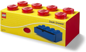 LEGO Desk Drawer 8 Knobs Stackable Storage Box | Red