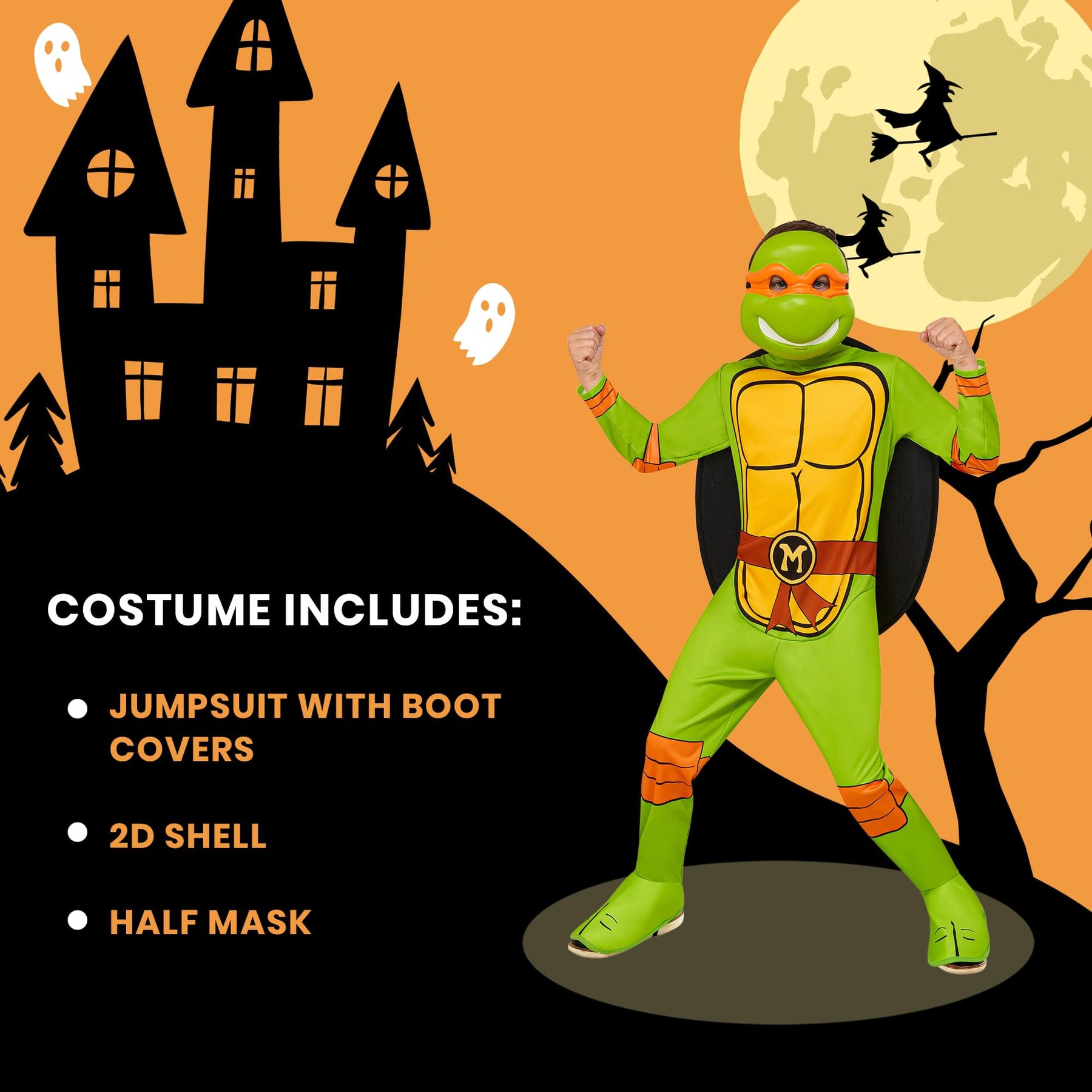 TMNT Michelangelo Boy's Costume Jumpsuit and Mask