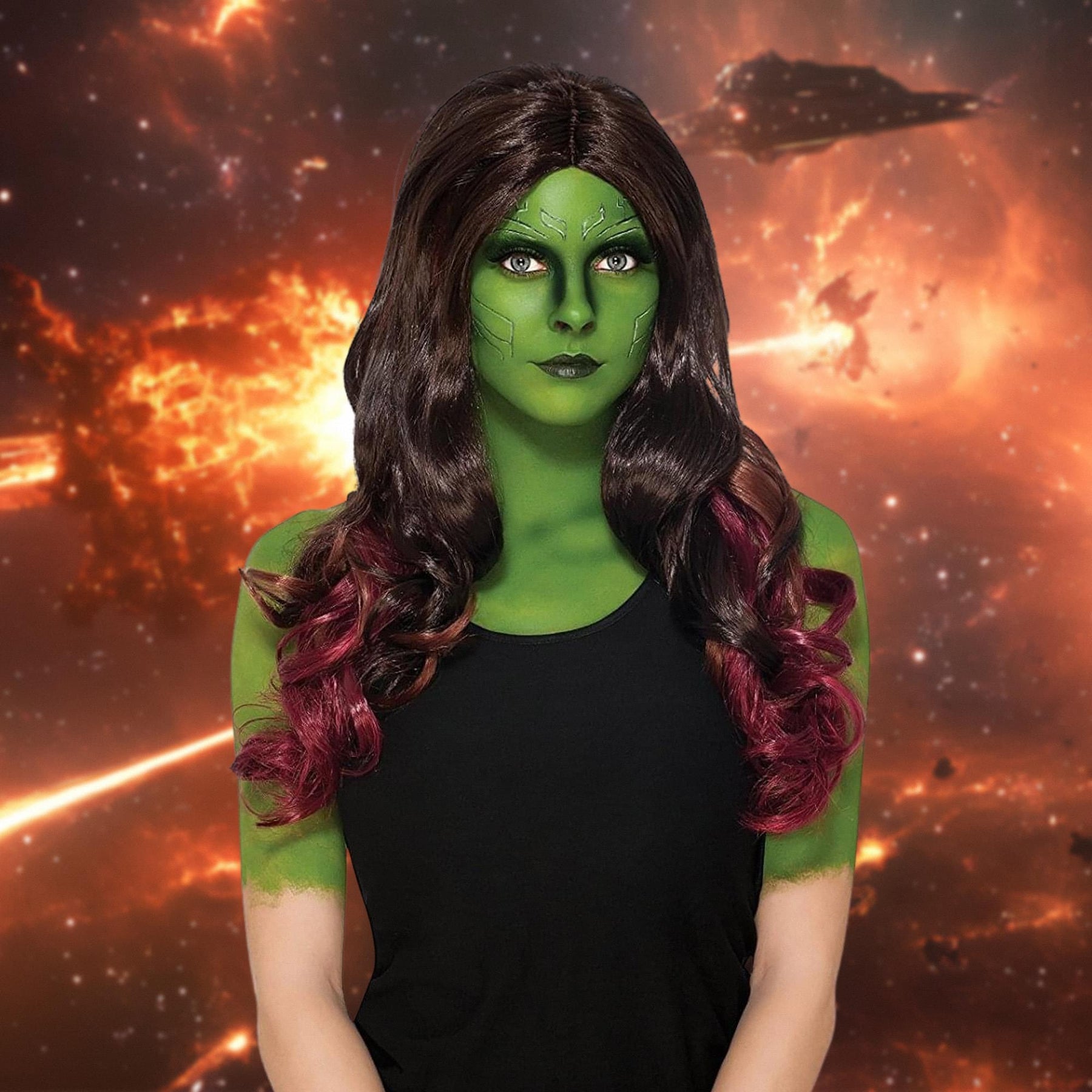 Guardians of the Galaxy Vol 2 Gamora Wig Adult Costume Accessory