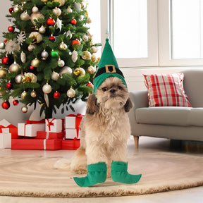 Elf Hat w/ Boot Cuffs Dog Costume