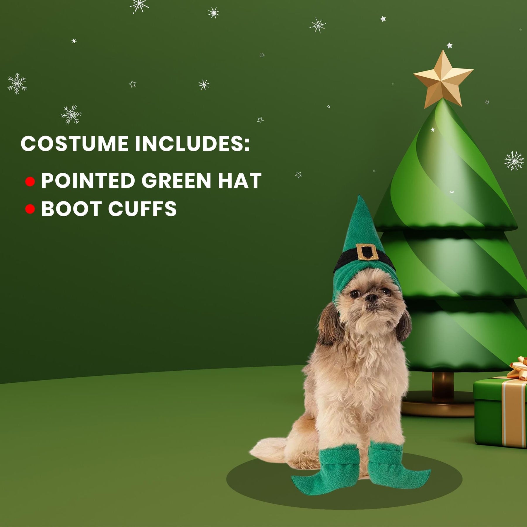 Elf Hat w/ Boot Cuffs Dog Costume