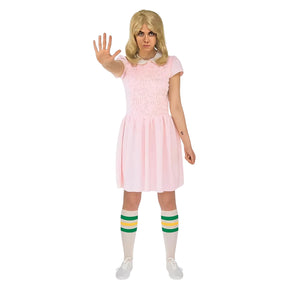 Stranger Things Eleven Short Sleeve Adult Costume Dress - Pink