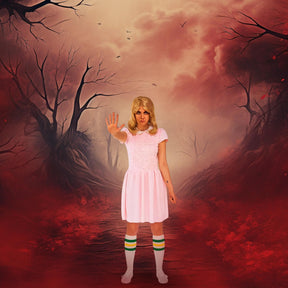 Stranger Things Eleven Short Sleeve Adult Costume Dress - Pink