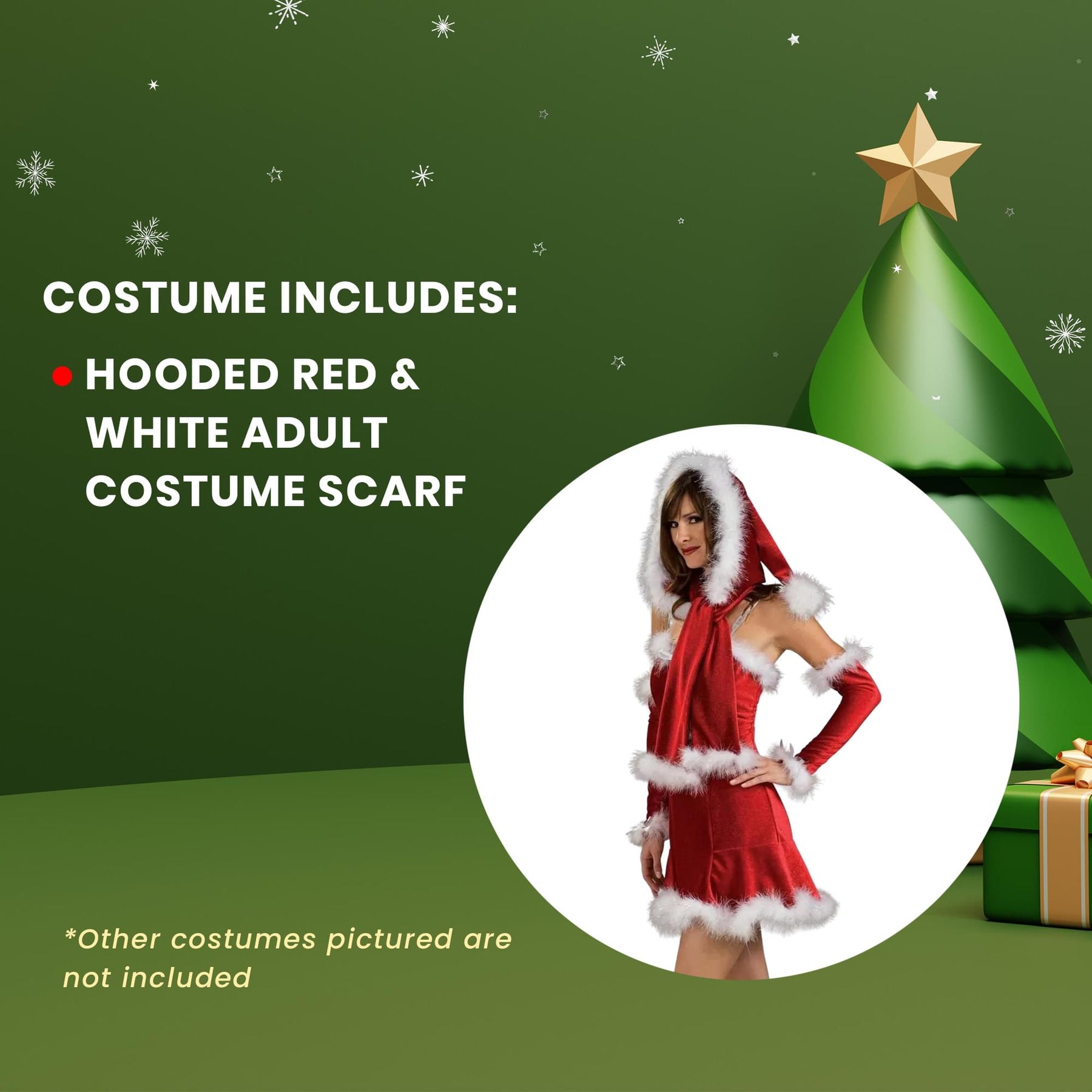 Santa'S Baby Sexy Christmas Hooded Red & White Adult Costume Scarf