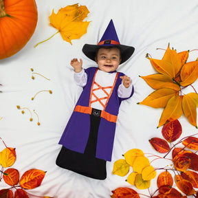 Purple & Orange Witch Costume Baby Bunting Newborn