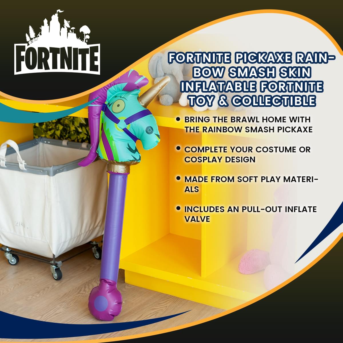 Fortnite Rainbow Smash Skin Inflatable Pickaxe Costume Accessory