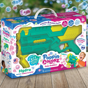PoppinColorz Hydra Rechargeable 2-in-1 Color Bubbles Blaster and Water Gun