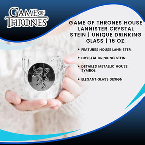 Game of Thrones House Lannister Crystal Stein | Unique Drinking Glass | 16 Oz.