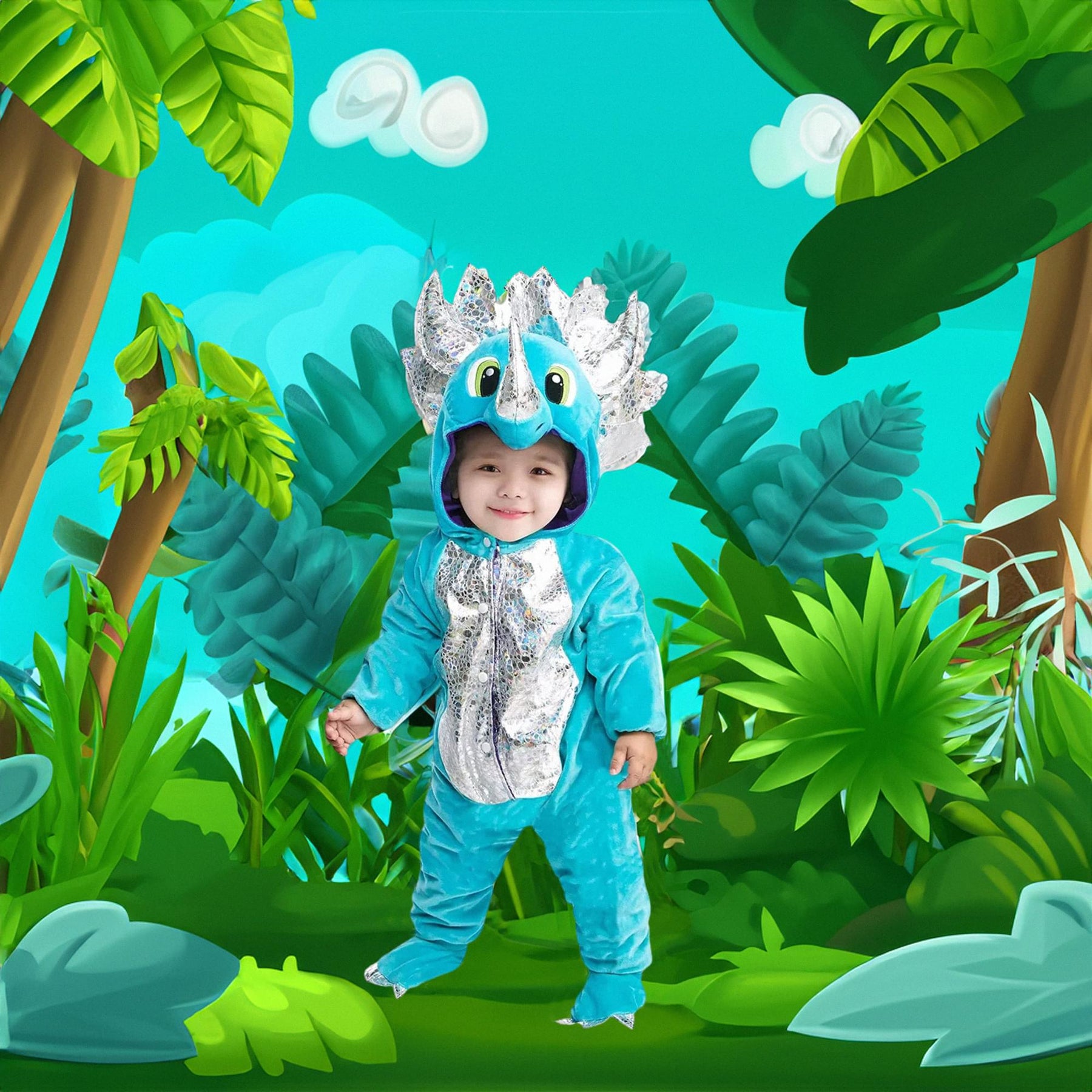 Blue Baby Triceratops Dinosaur Baby Costume