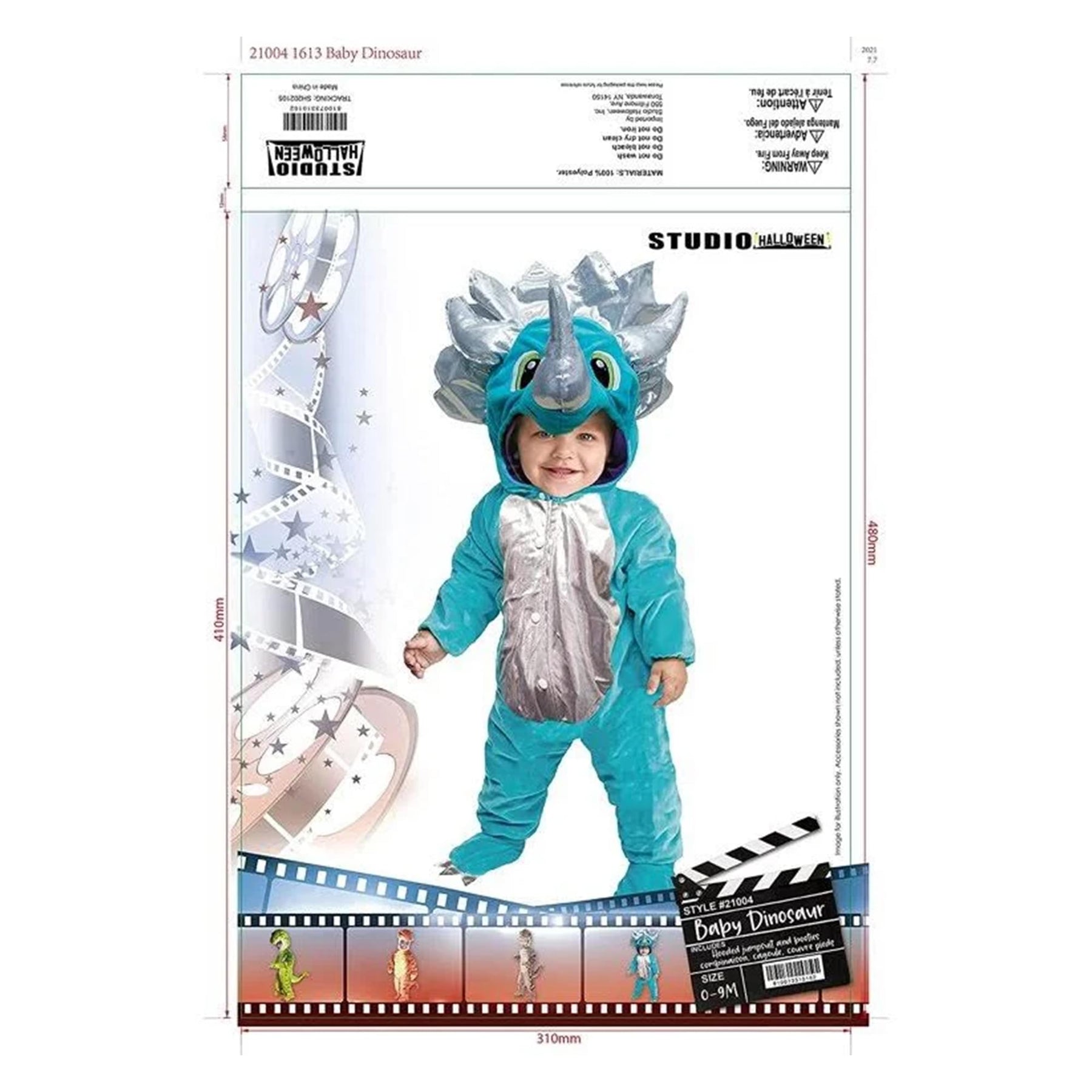 Blue Baby Triceratops Dinosaur Baby Costume