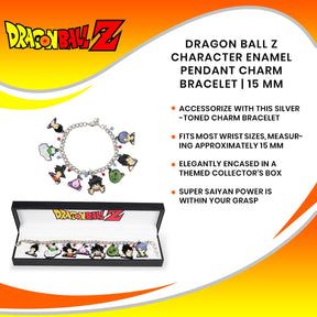 Dragon Ball Z Character Enamel Pendant Charm Bracelet | 15 mm