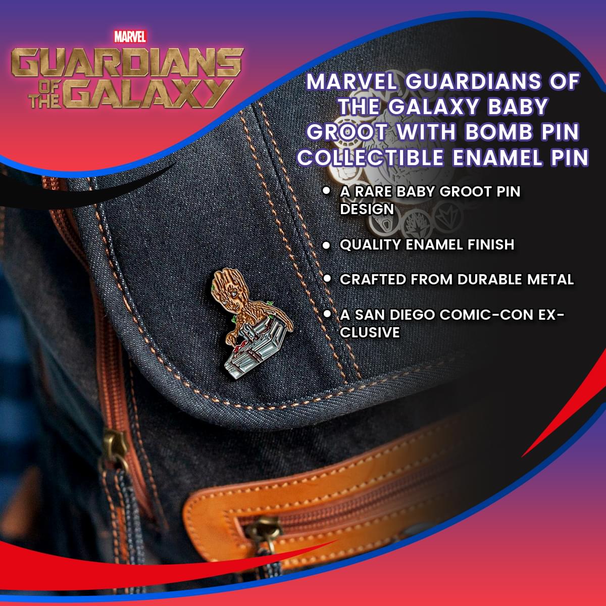 Marvel Guardians Of The Galaxy Baby Groot With Bomb Pin | Collectible Enamel Pin