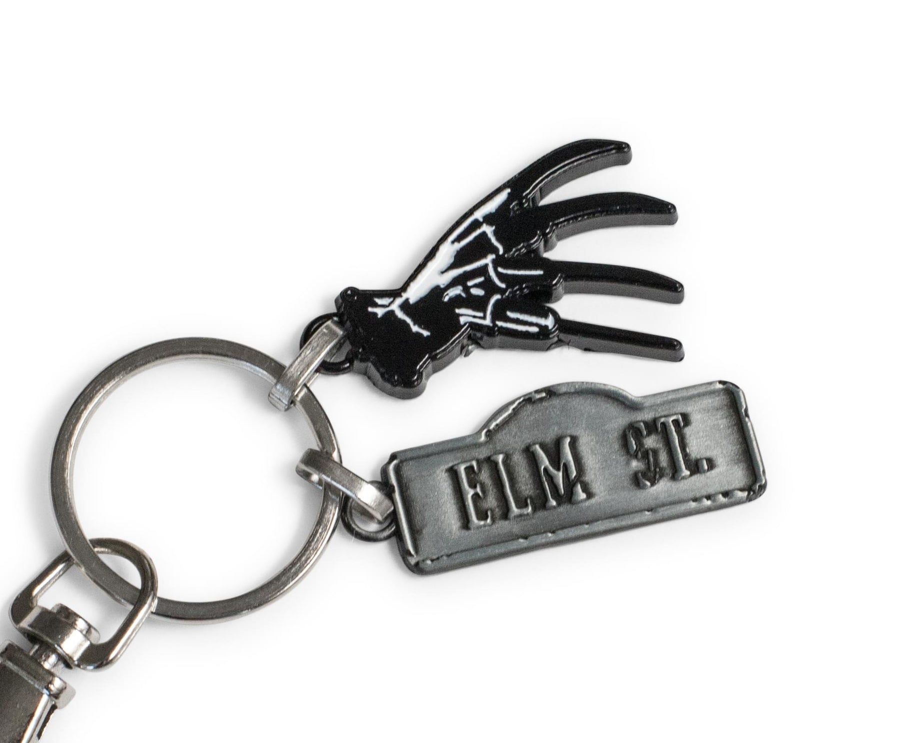 A Nightmare On Elm Street Sign and Freddy Glove Heavy Duty Metal Car Keychain