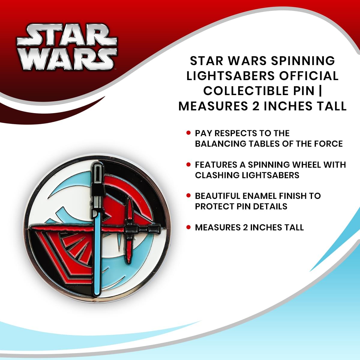 Star Wars Spinning Lightsabers Official Collectible Pin | Measures 2 Inches Tall