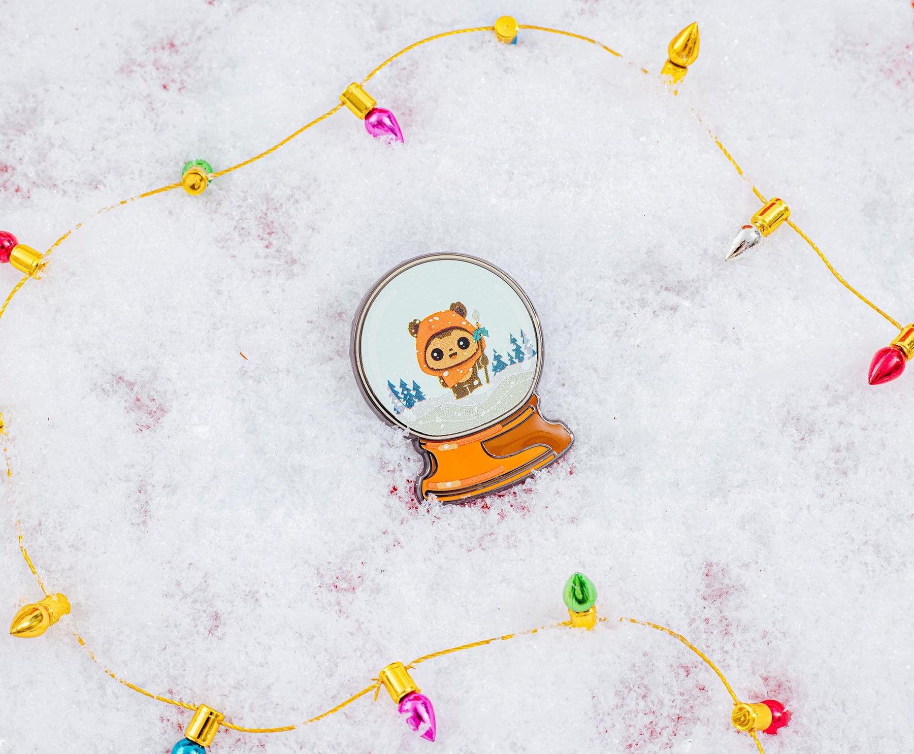 Star Wars Wicket Holiday Winter Snow Globe Enamel Pin