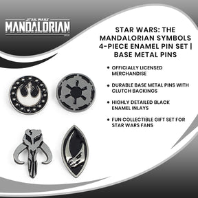 Star Wars: The Mandalorian Symbols 4-Piece Enamel Pin Set | Base Metal Pins