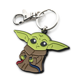 Star Wars The Mandalorian Grogu With Wires Enamel Pendant Keychain