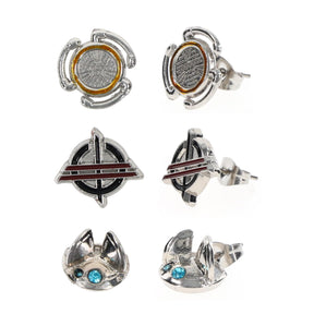 Star Wars 3 Pack Earring Set, Lola - Droid, Inquisitor logo and Obi Wan Com Device.