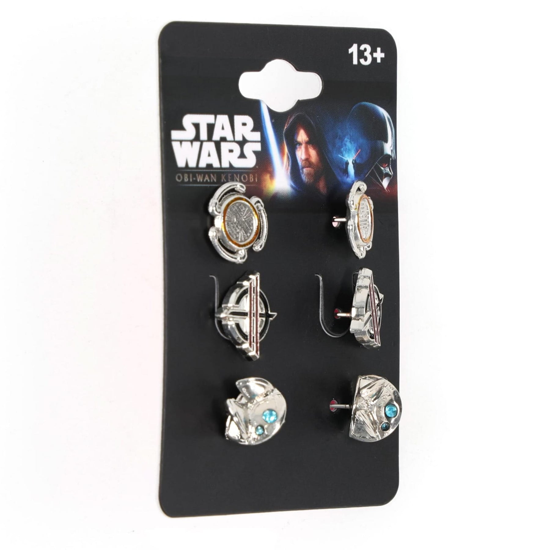 Star Wars 3 Pack Earring Set, Lola - Droid, Inquisitor logo and Obi Wan Com Device.