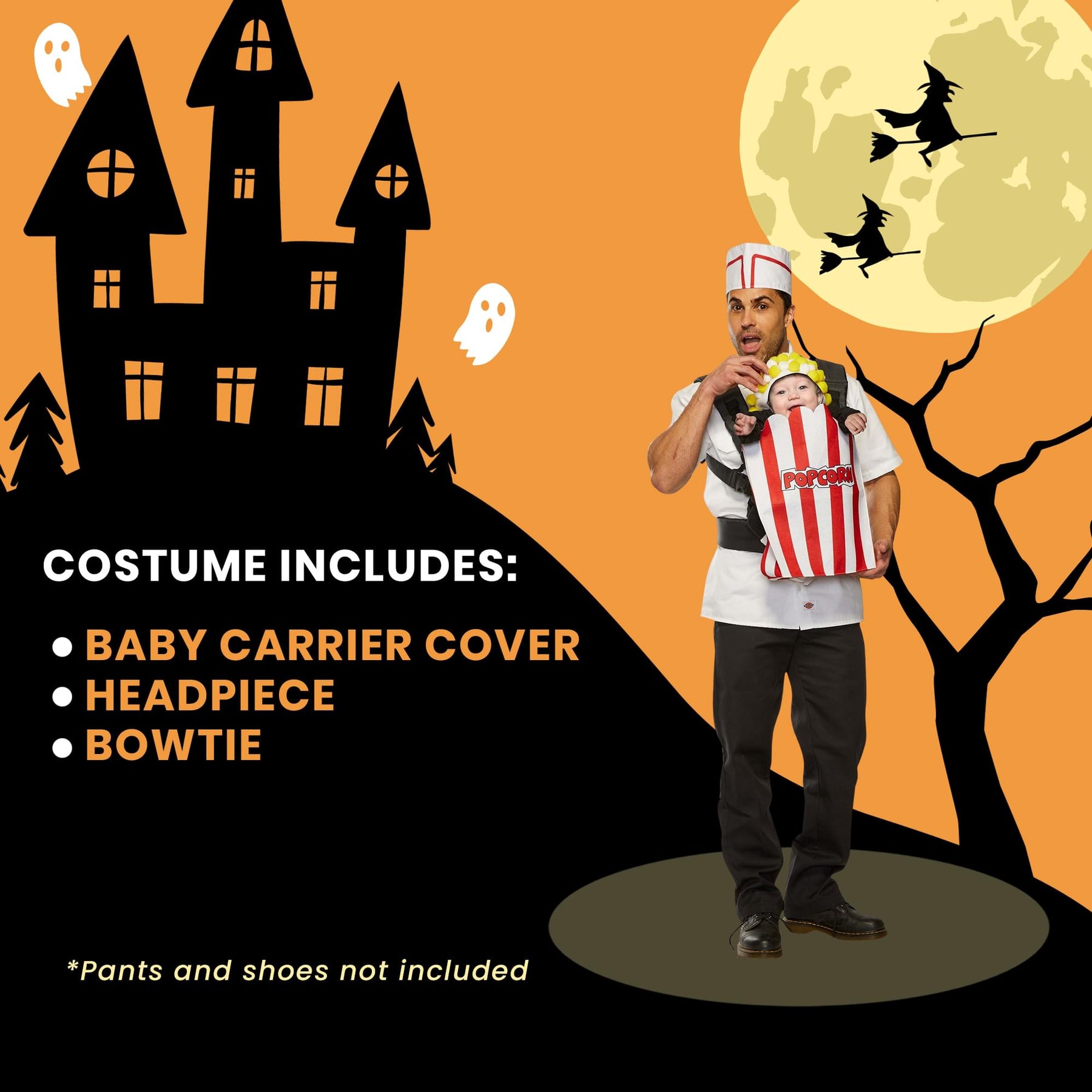 Movie Usher & Popcorn Adult & Infant Carrier Costume | One Size