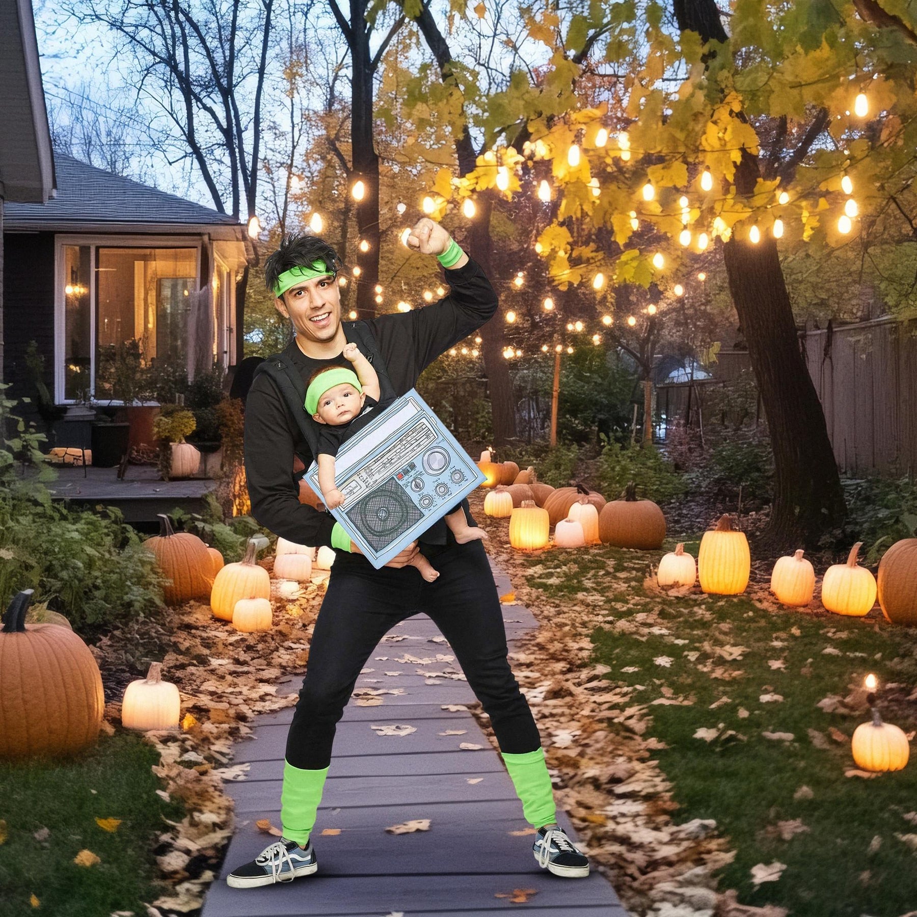 Gym Instructor & Boombox Baby & Me Costume