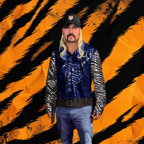 King of Tigers Adult Costume | Blue Shirt With Silver Sleeves