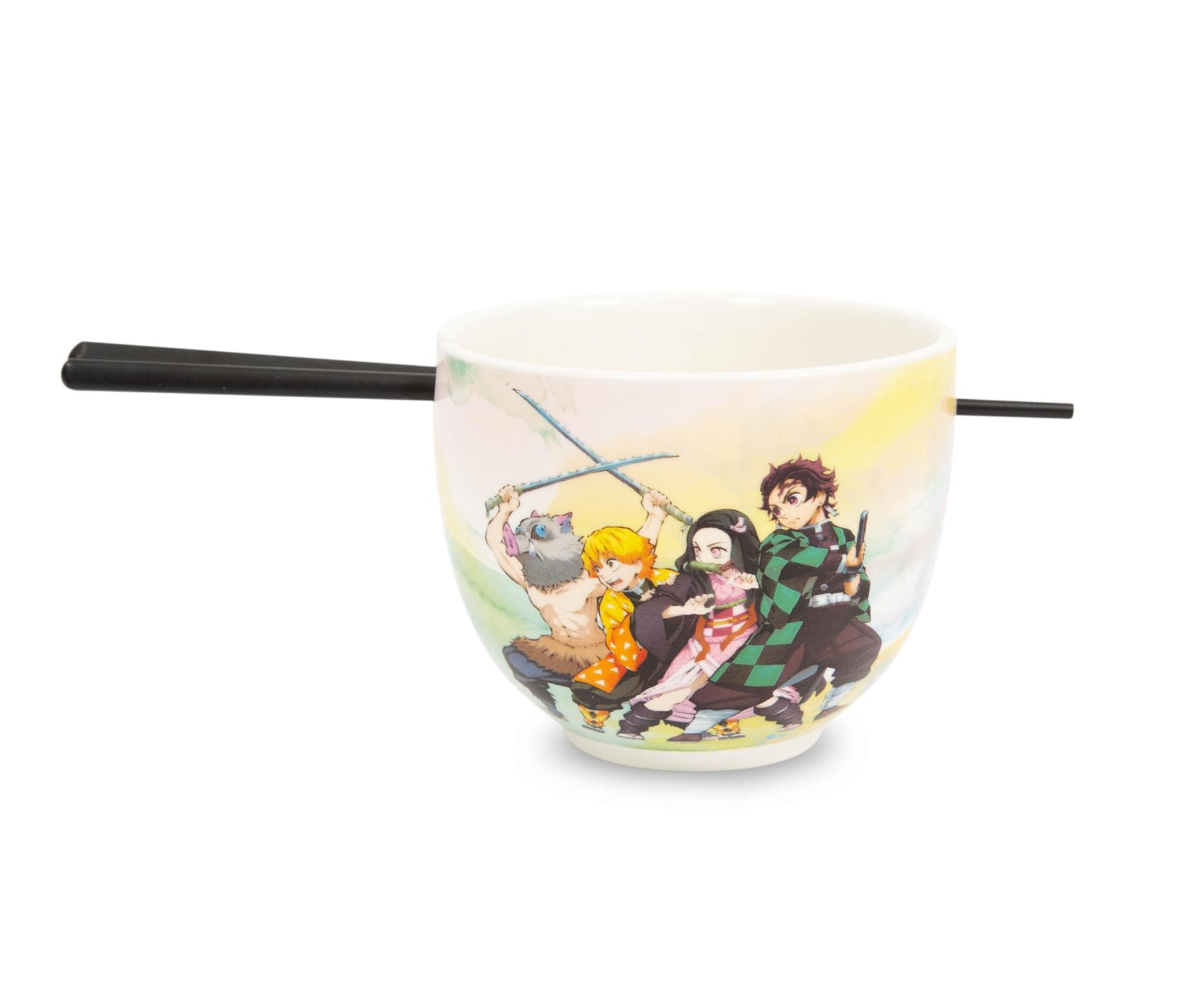 Demon Slayer Cast Japanese Dinnerware Set | 18-Ounce Ramen Bowl with Chopsticks