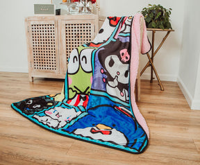 Sanrio Hello Kitty And Friends Oversized Sherpa Fleece Throw Blanket | 54 x 72 Inches