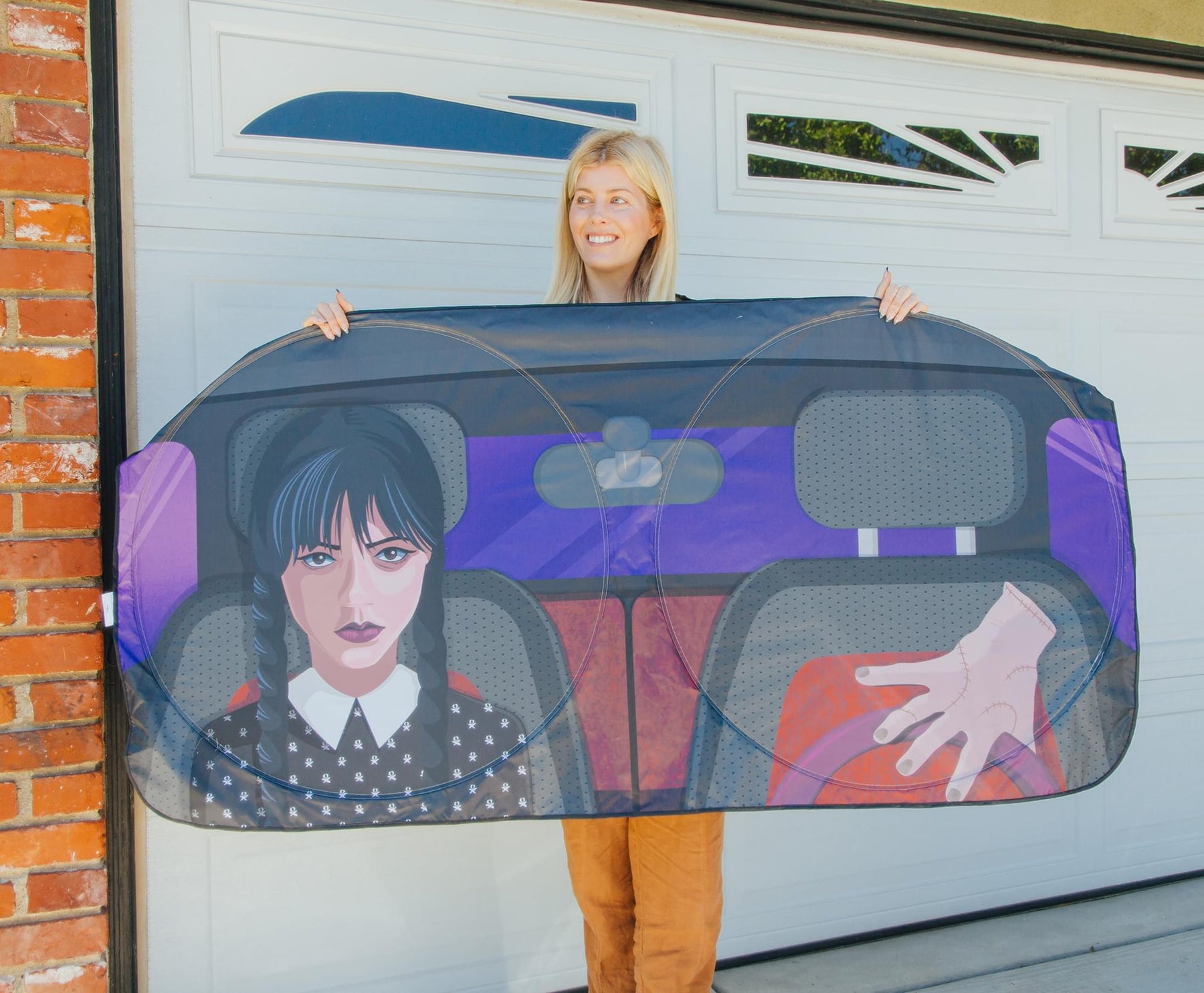 Addams Family Wednesday And Thing Sunshade For Car Windshield | 64 x 32 Inches