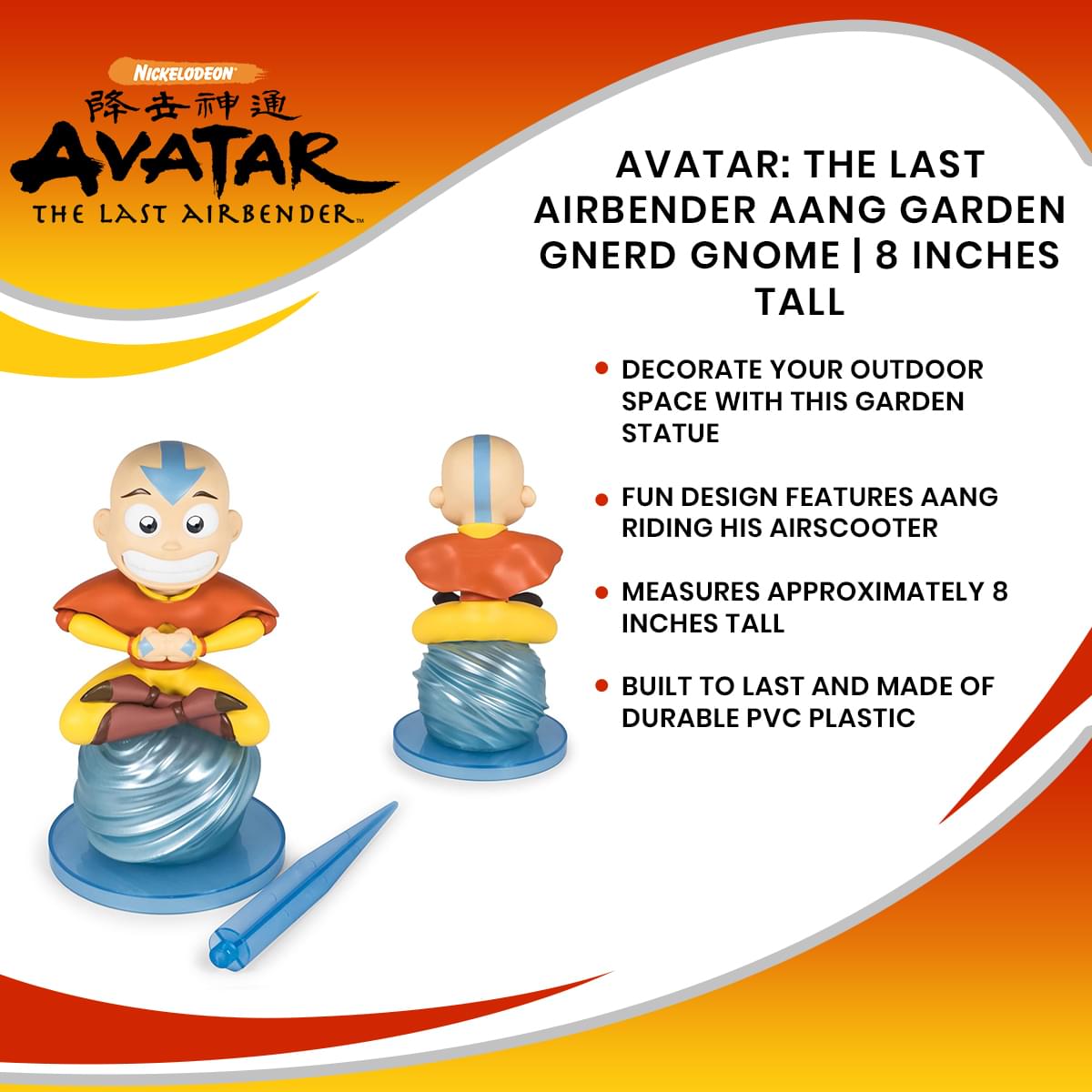 Avatar: The Last Airbender Aang Figure Garden Gnerd Gnome Statue | 8 Inches