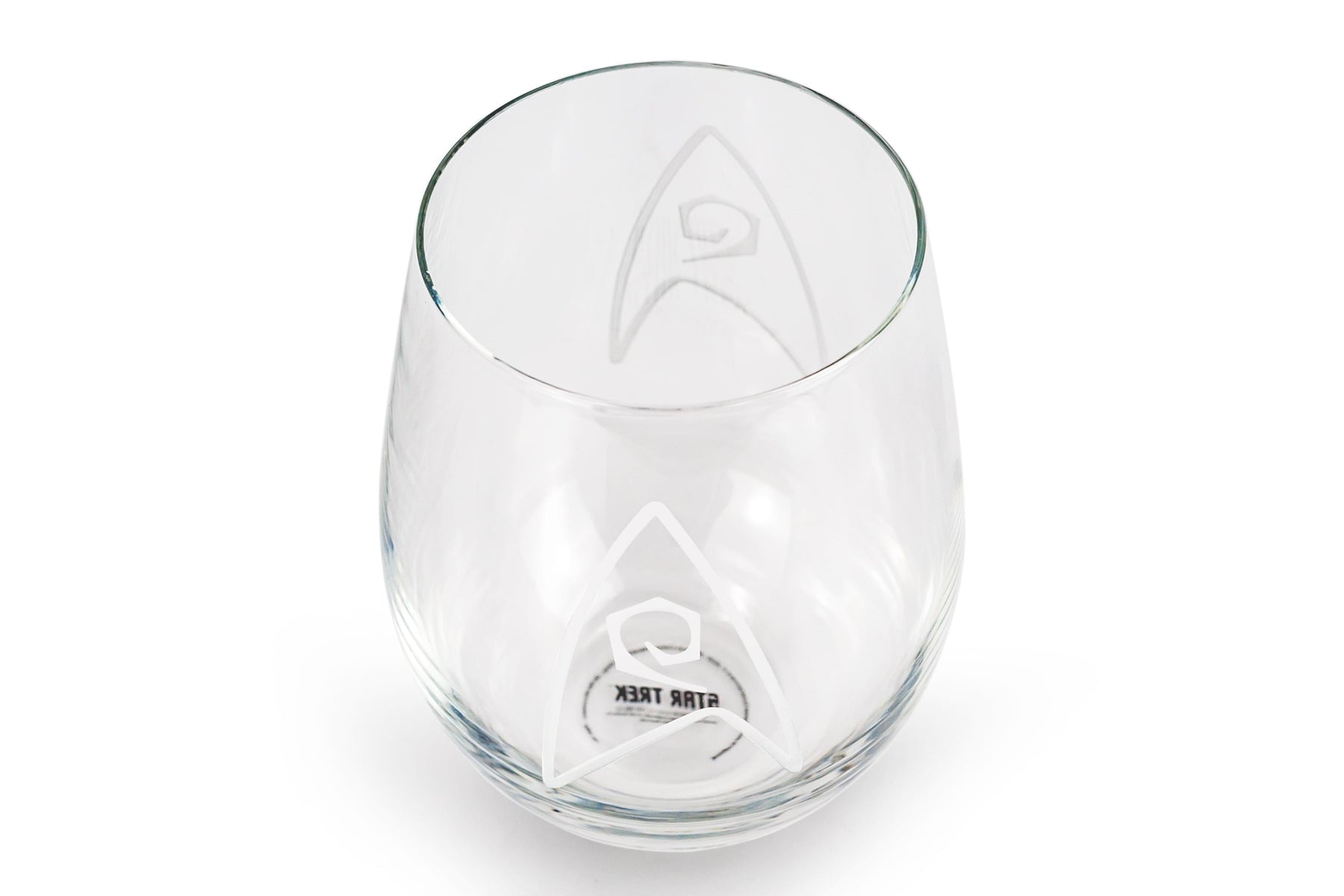 Star Trek Stemless Wine Glass Decorative Etched Engineering Emblem | Holds 20 Ounces