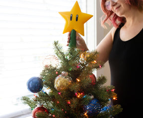 Super Mario Bros. 7-Inch Super Star Light-Up Holiday Tree Topper Decoration