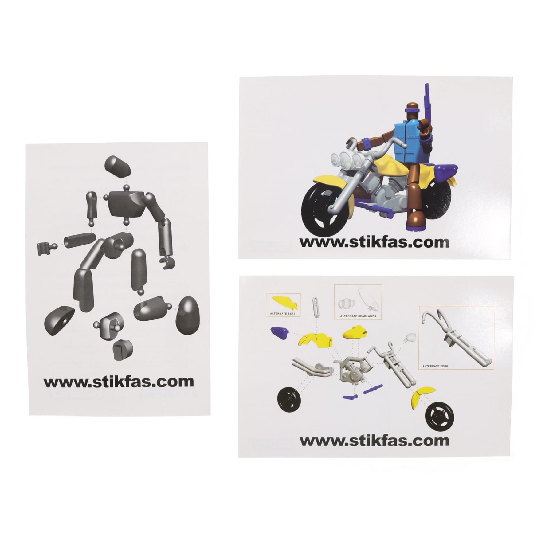 Stikfas 3 Inch Action Figure Kit - Alpha Male w/ Motorcycle