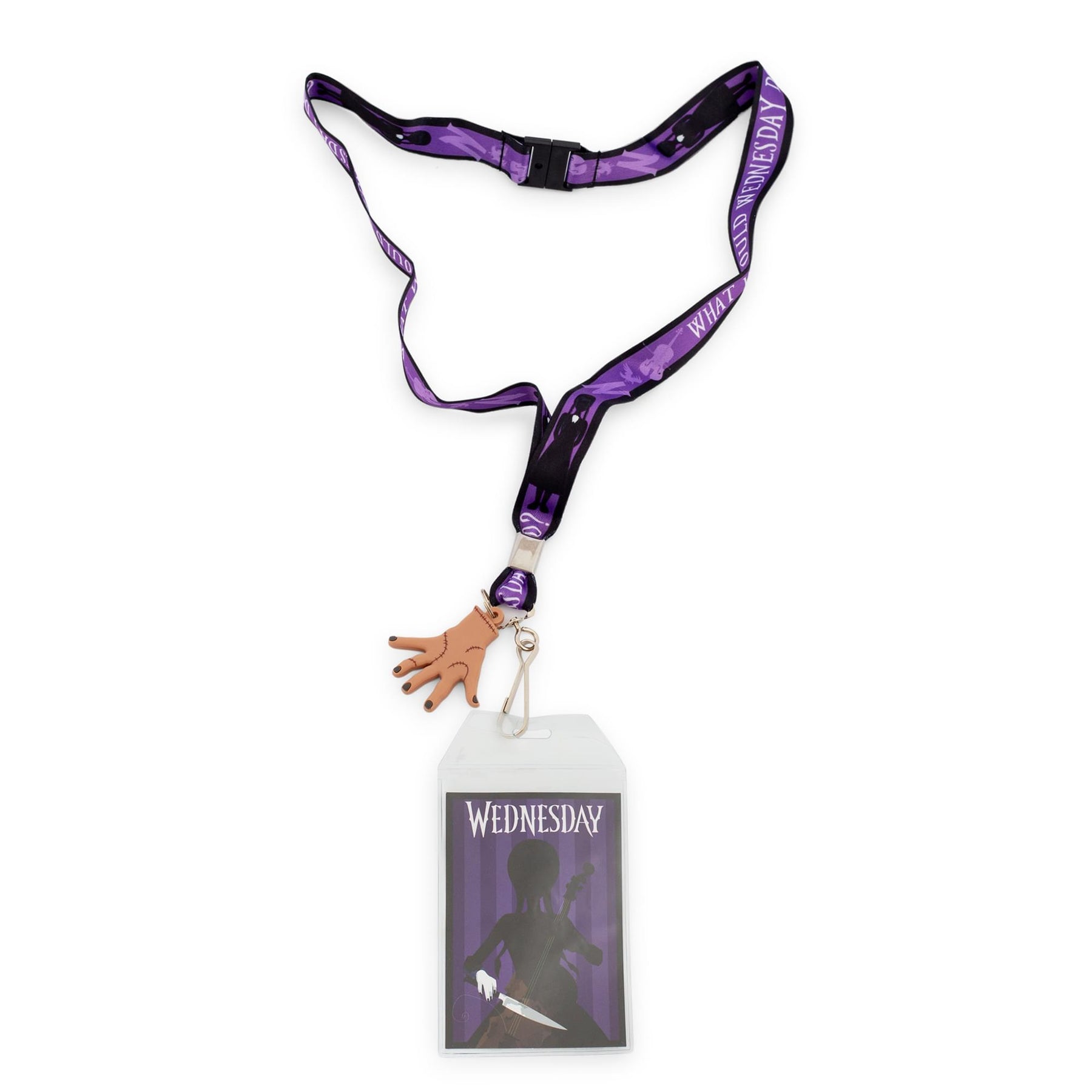 Addams Family Wednesday Silhouette Lanyard with ID Badge Holder and Thing Charm