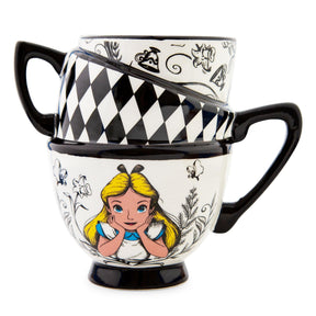 Disney Alice in Wonderland Monochrome Stacked Teacups Sculpted Ceramic Mug